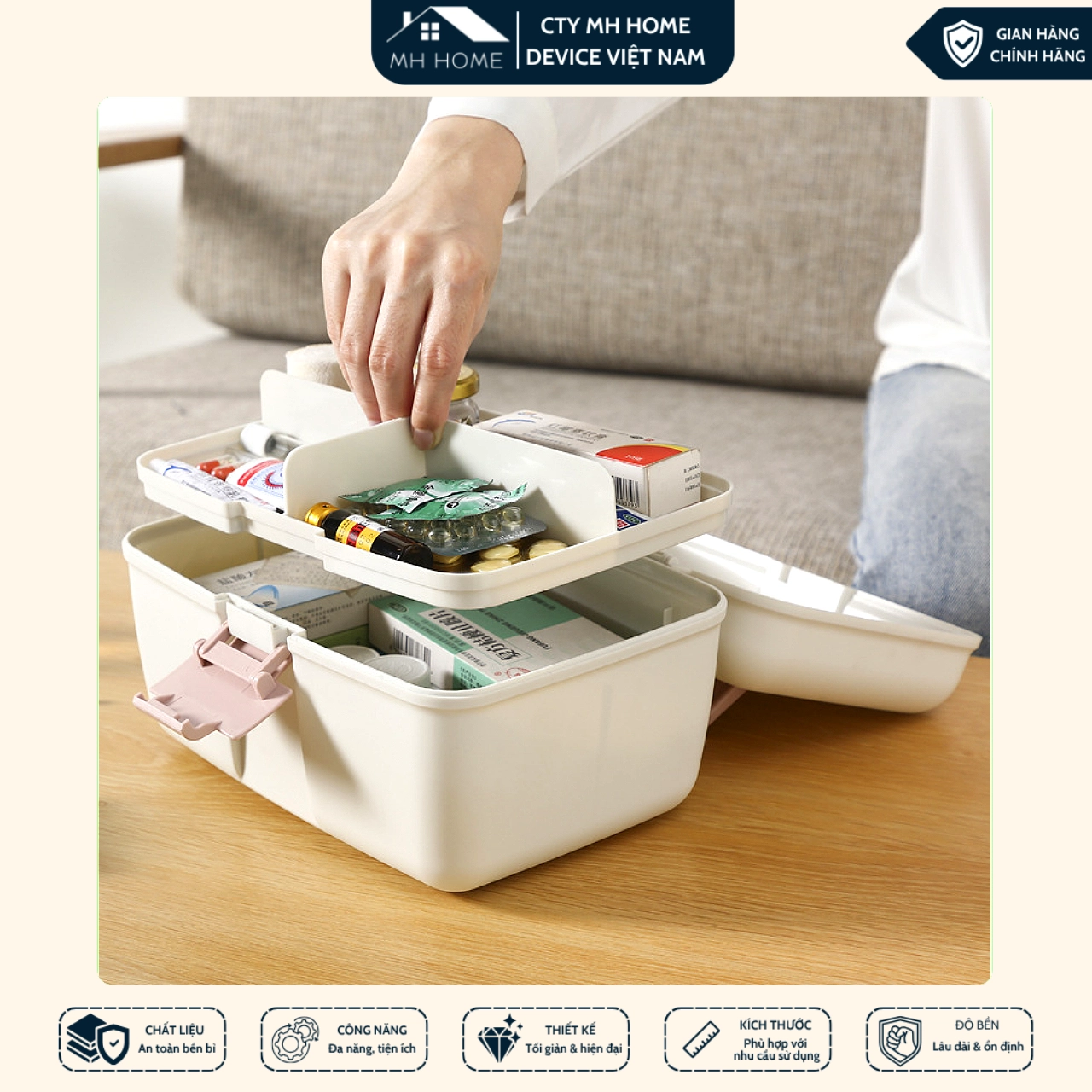 Hộp Đựng Thuốc Gia Đình Có Quai Xách Nhiều Ngăn Đa Năng Tiện Lợi | MH Home